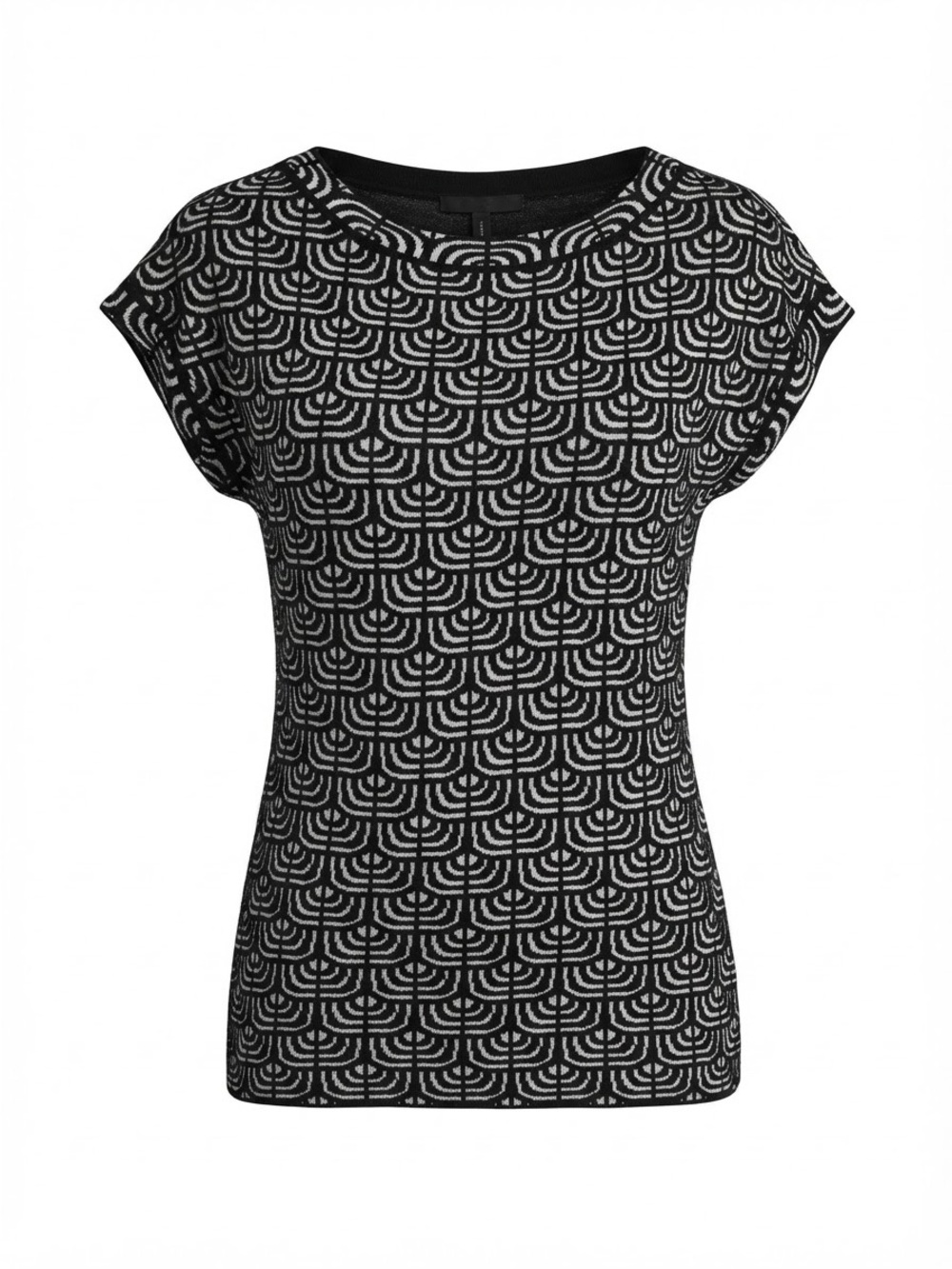 Missoni Woman ‘s Black and White Patterned Cap-Sleeve Top